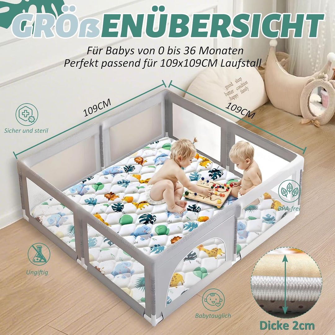 YBIKE Baby Spielmatte, Faltbare Grosse rutschfeste Dicke Baby Krabbelmatte 109x109cm, Tragbare Weich