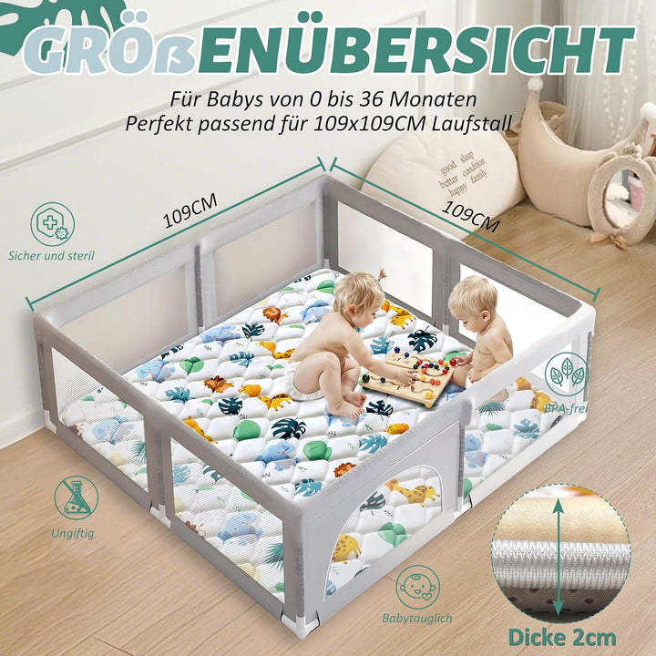 YBIKE Baby Spielmatte, Faltbare Grosse rutschfeste Dicke Baby Krabbelmatte 109x109cm, Tragbare Weich