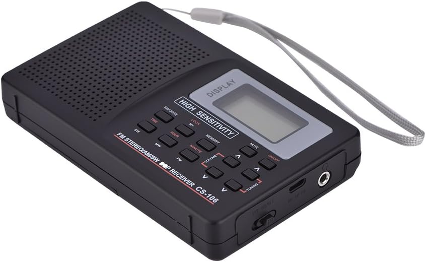Vollfrequenz-Radioempfänger, UKW/AM/SW/LW/TV Tragbarer Empfangsfunkempfänger mit Uhr und Wecker(10K)