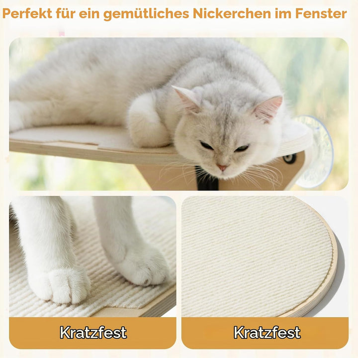 EDAGNY Katzenfenstersitzstange, Katzenkratzbaum und Katzenplattform mit starken Saugnäpfen für Hausk