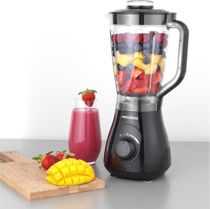 Progress Plastic 1,5L Krugmixer - 2 Geschwindigkeiten & Pulsfunktion, 4-Flügel-Edelstahlklinge, gros