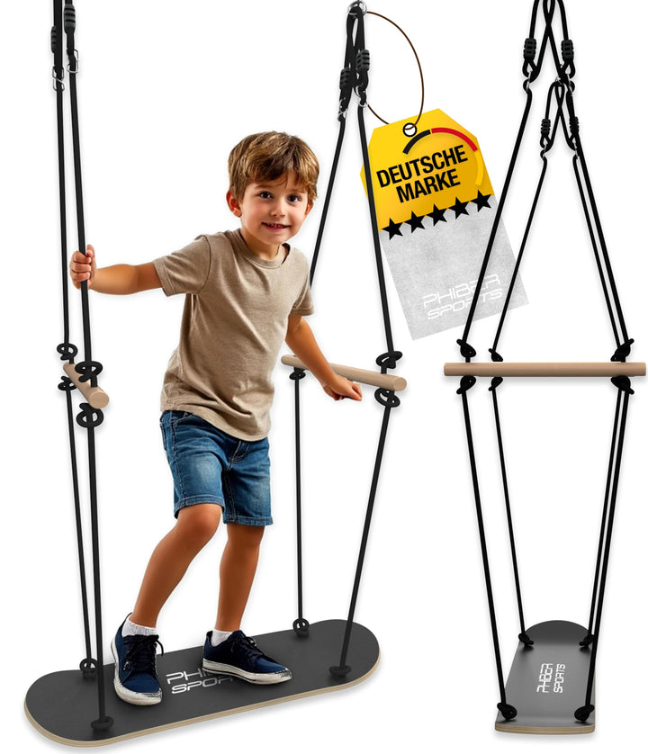 PHIBER-SPORTS Skateboard Schaukel Outdoor Kinder - Langlebig, Wetterfest, Anti-Rutsch, Stehen und Si