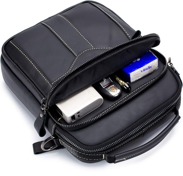 MANNUOSI Herren Schultertaschen business Freizeit Henkeltaschen echtleder vintage Handtaschen Einhei