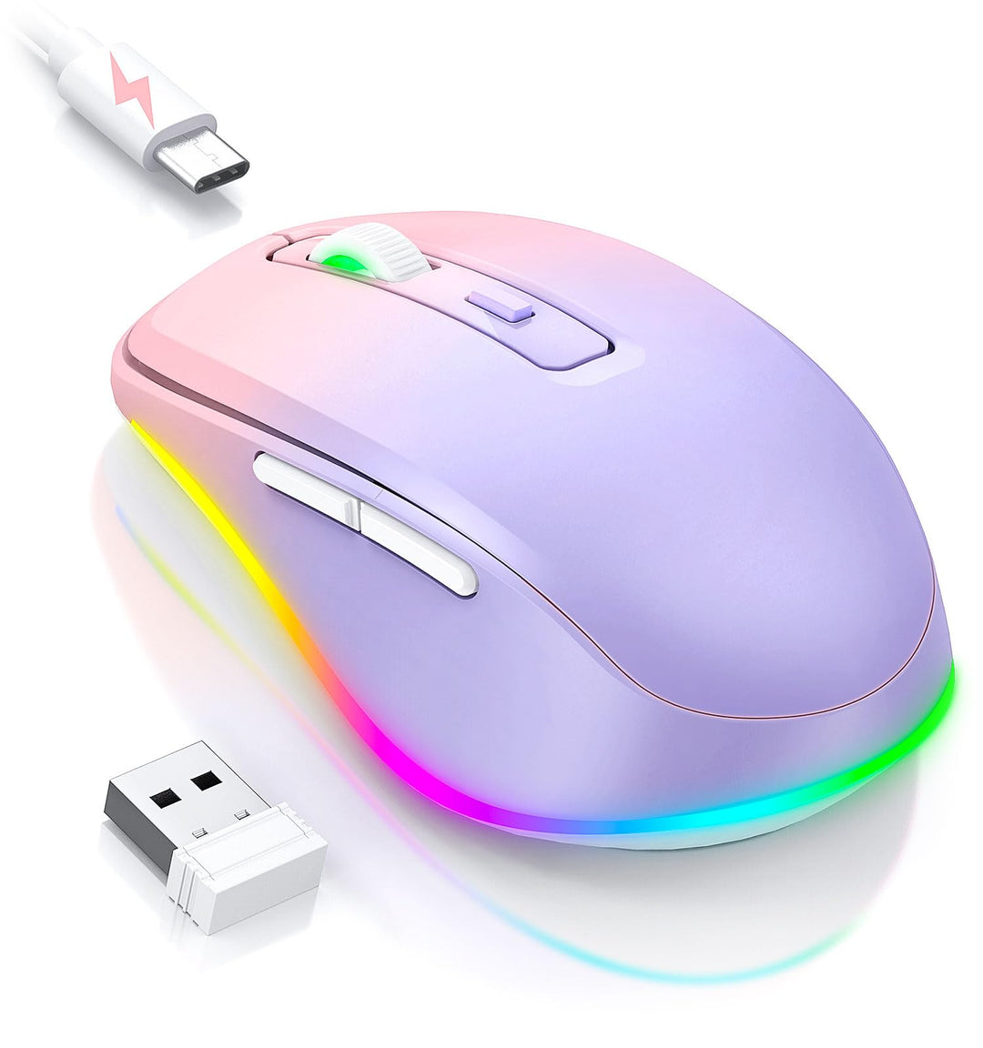 Seenda Kabellose LED Maus, Wiederaufladbar Mit Jiggler, Leise 2.4G USB Funkmaus für Laptop, Computer