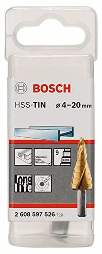 Bosch Professional Stufenbohrer HSS-TiN mit 3-Flächen-Schaft (Ø 4-20 mm, 9 Stufen) Ø 4-20 mm 9 Stufe