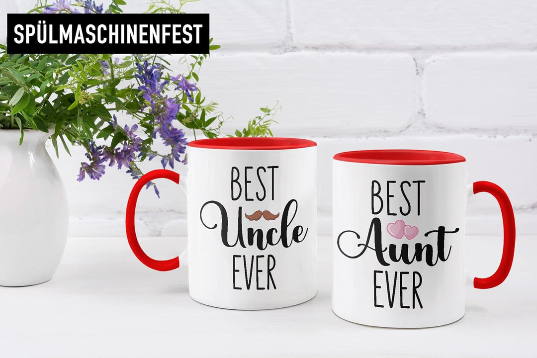 Trendation - Bester Onkel und Beste Tante Geschenk Set Tassen Geschenkidee für Tante und Onkel Gebur