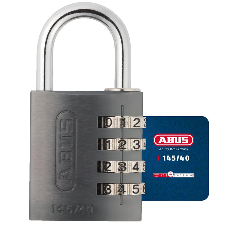 ABUS Zahlenschloss 145/40 Titanium - Kofferschloss, Spindschloss u. v. m. - Aluminium-Vorhängeschlos