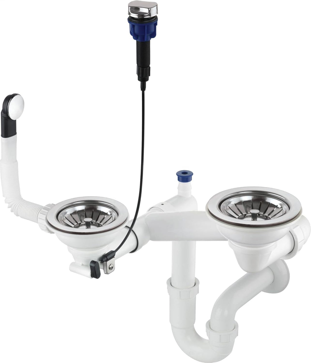 GRANMASTER Automatischer Platzsparender 2-Kammer-Siphon mit überlauf - Ablaufgarnitur für Spüle - Ma