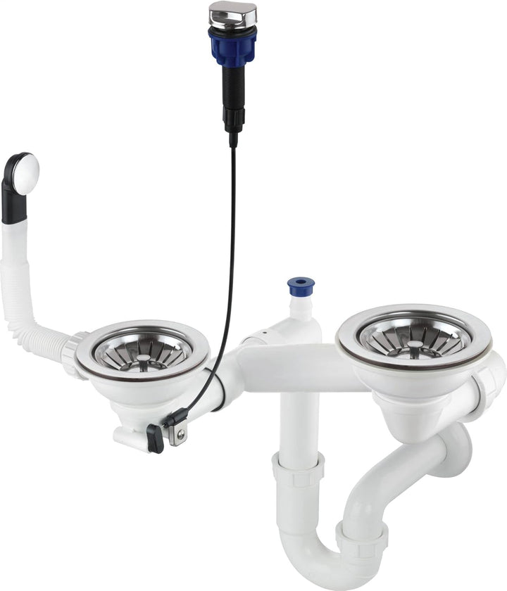 GRANMASTER Automatischer Platzsparender 2-Kammer-Siphon mit überlauf - Ablaufgarnitur für Spüle - Ma