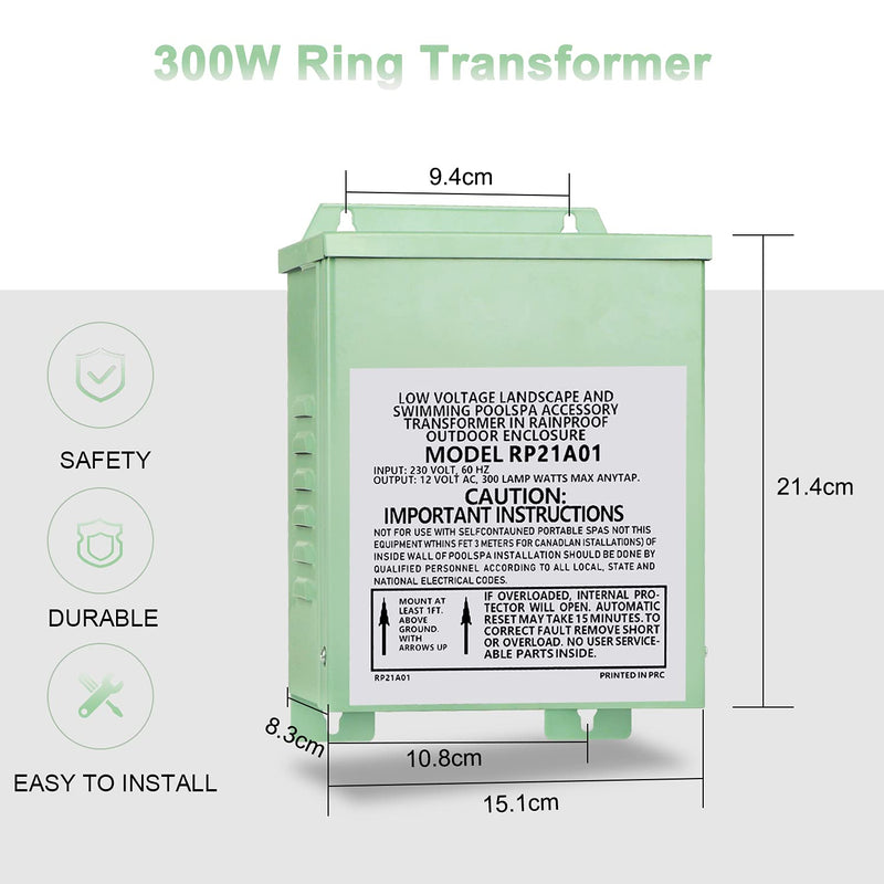 COOLWEST LED Trafo 12V 300W, LED Transformator 230V Auf 12V AC für Niederspannung Poolbeleuchtung, S