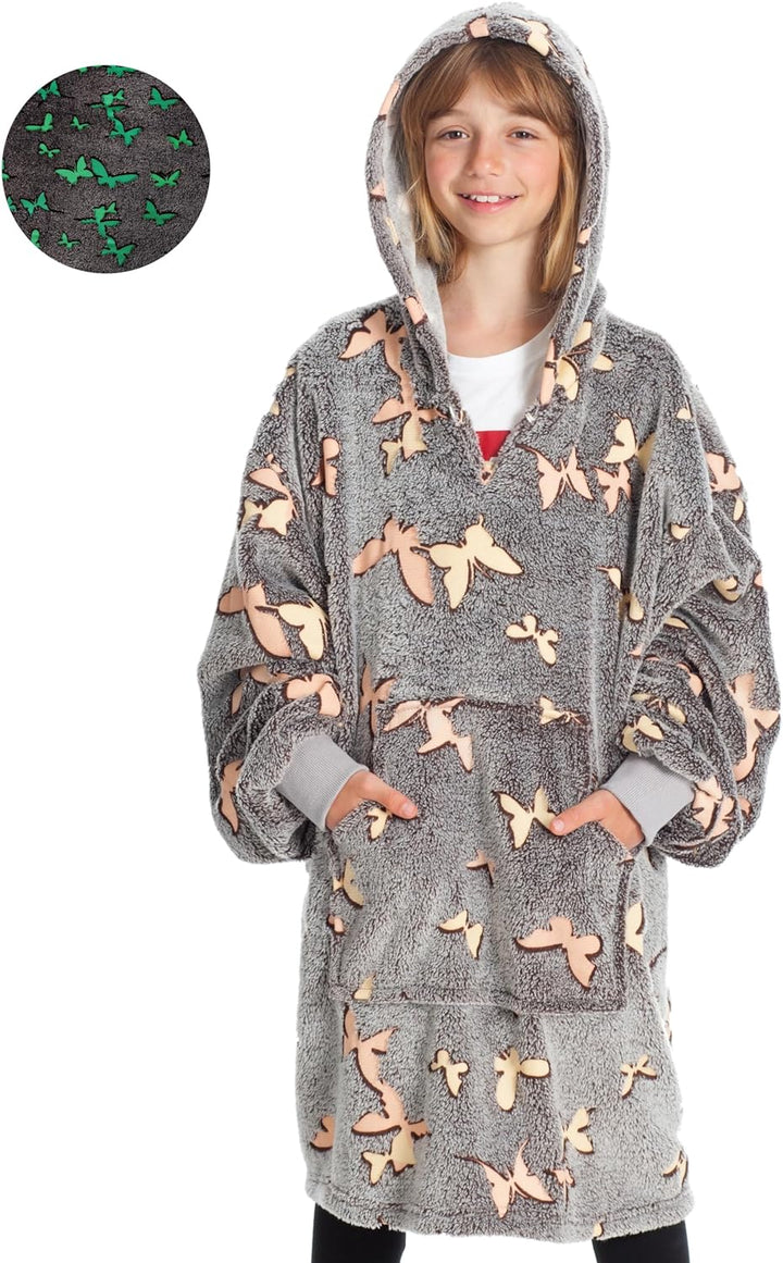 KANGURONE, HOODIE, ÜBERGRÖSSE TRAGBARE MIKROFASER-DECKE, MIT KAPUZE UND TASCHE, EINHEITSGRÖSSE FUR K