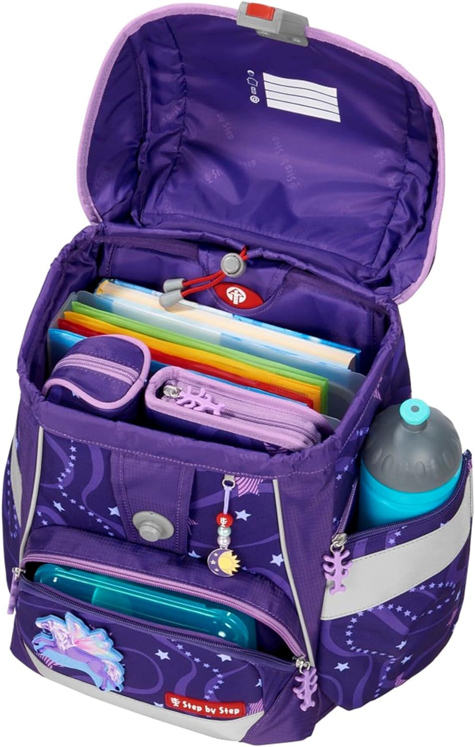 Step by Step Schulranzen-Set 2IN1 Plus, Pegasus Emily, 6-teilig, ergonomischer Tornister mit Reflekt