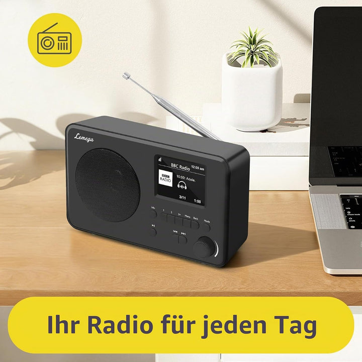 LEMEGA DR3-Max DAB/DAB+/UKW-Digitalradio – Bluetooth-Streaming, tragbares Radio mit 2,4-Zoll-Farbdis