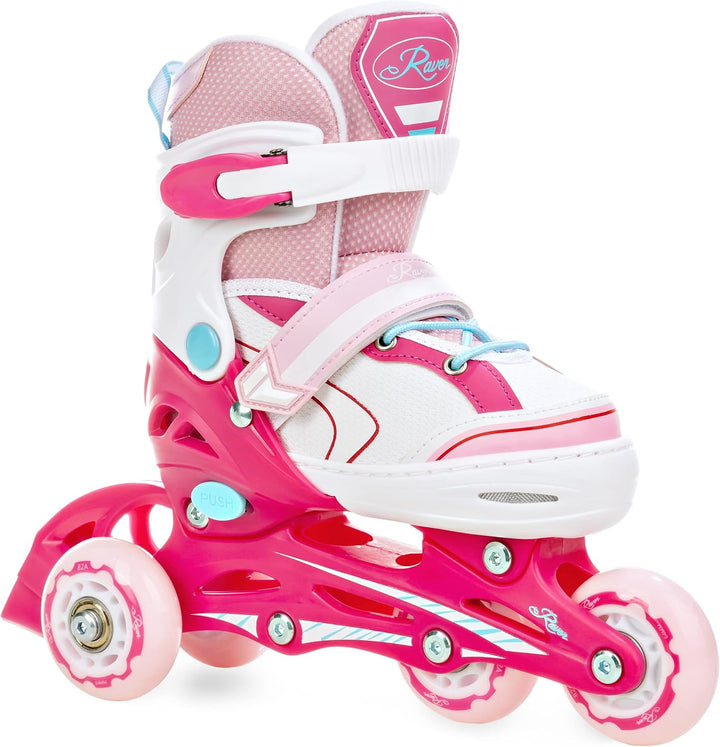 3in1 Inline Skates Inliner/Triskates/Rollschuhe Raven Lia/Loret verstellbar mit LED Leuchtrad 30-33