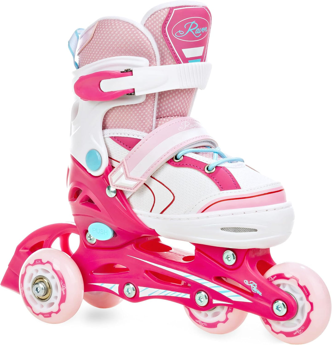RAVEN 4in1 Inline Skates Triskates Rollschuhe Schlittschuhe Inliner für Kinder Mädchen verstellbar G