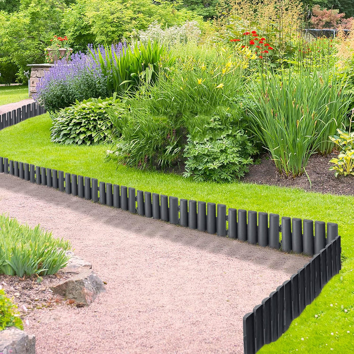 Aufun 30er Set Kunststoff Rasenkante Länge 8,4m Holz Optik Garden Border aus Polypropylen, Beetumran