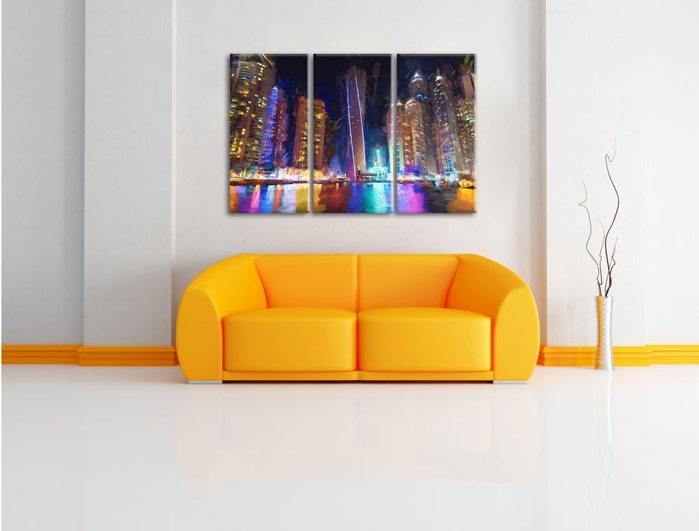 Pixxprint Dubai Burj al Arab als Leinwandbild/Grösse: 3 Teilig (120x80) cm/Wandbild/Kunstdruck/ferti