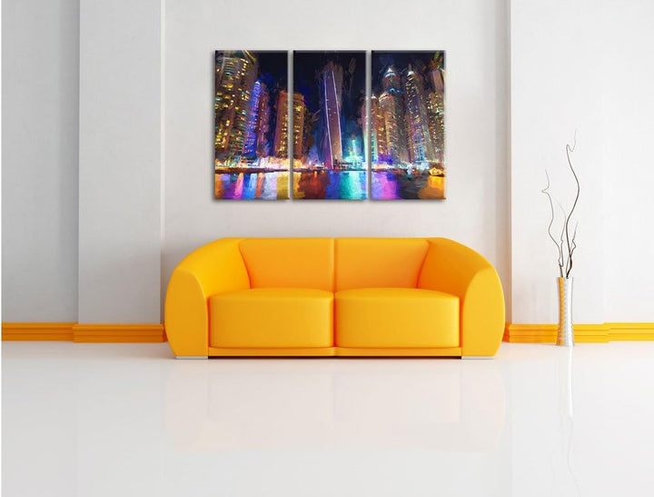 Pixxprint Dubai Burj al Arab als Leinwandbild/Grösse: 3 Teilig (120x80) cm/Wandbild/Kunstdruck/ferti