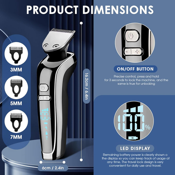 Elektrorasierer, Rasierer Herren Elektrisch 4-in-1,Trimmer Bartschneider Wiederaufladbar Nass- und T