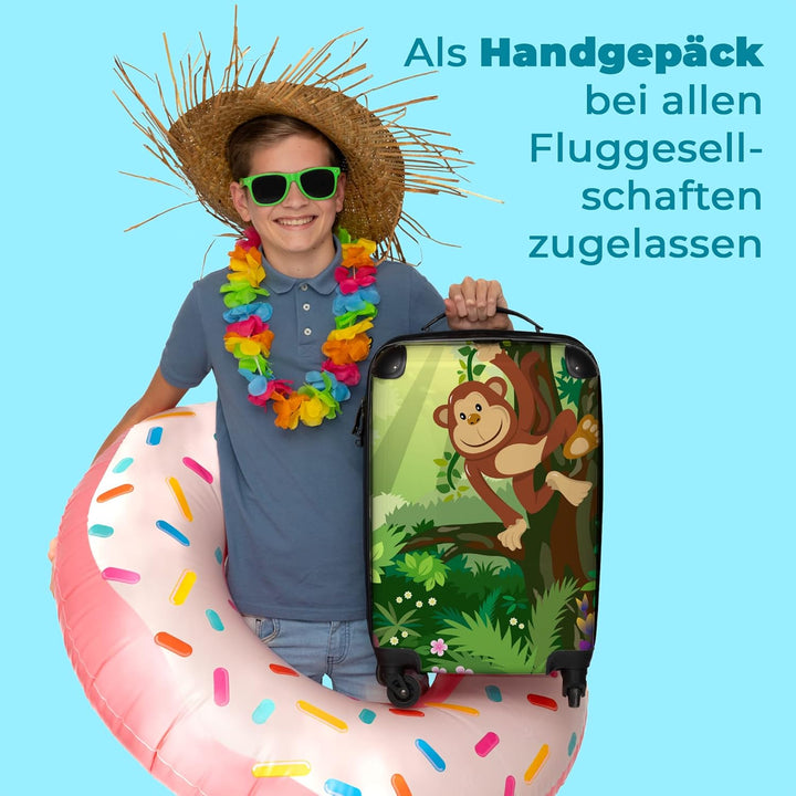 NoBoringSuitcases.com® Koffer Handgepäck Trolley Rollkoffer Kleine Reisekoffer mit 4 Rollen - AFFE -