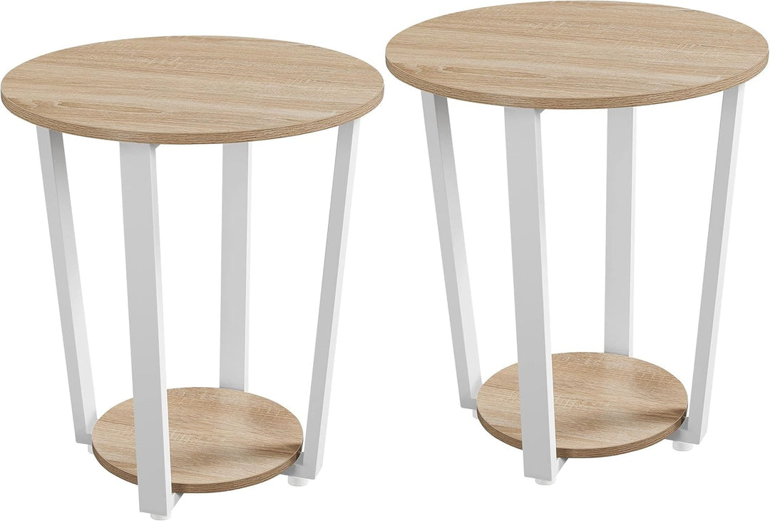 Yaheetech Nachttische 2 Set, Runder Beistelltisch, Ablagetisch für Wohnzimmer Schlafzimmer, Sofatisc
