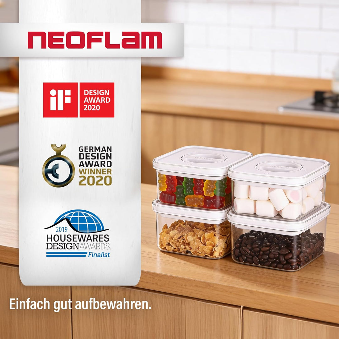 Neoflam® Vorratsdosen mit Deckel Luftdicht, Vorratsorganizer 4er Set BPA-frei, Vorratsbehälter mit E