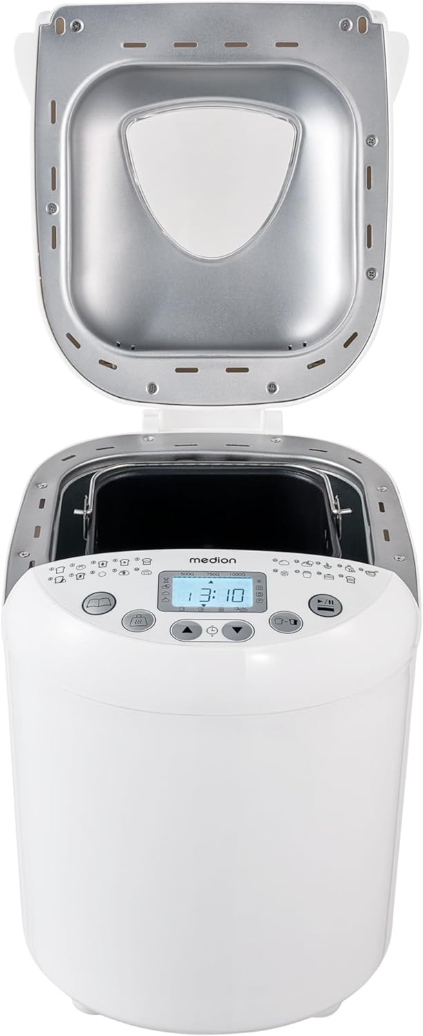 MEDION Brotbackautomat (Brotbackmaschine, 550 Watt, bis zu 1000g, 19 Backprogramme, 3 Bräunungsgrade