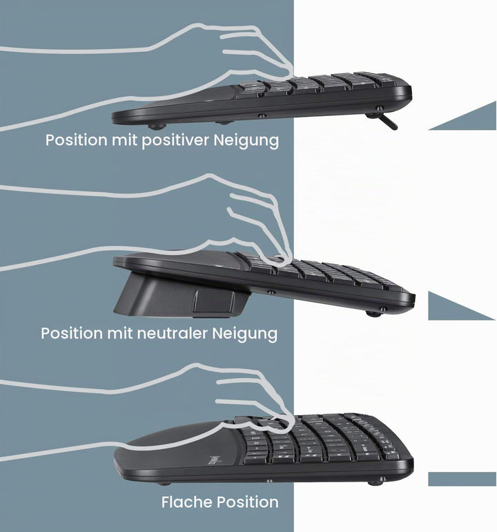 Perixx Periduo-606 Kompakt-Tastatur-Set, ergonomisch, kabellos, vertikal, tragbar, mit Verstellbarer