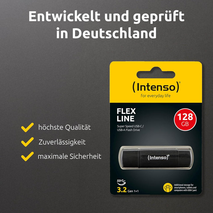 Intenso Flex Line USB-Stick, 128 GB - Dual USB-Stick 3.2 Gen 1x1 mit USB-C & USB-A für OTG-fähige Sm