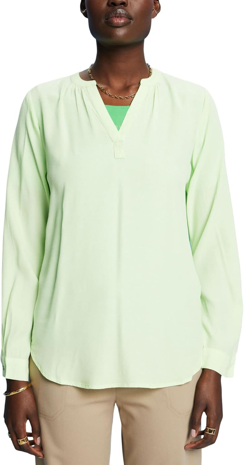 ESPRIT Crêpe-Bluse mit Schlitz am Ausschnitt