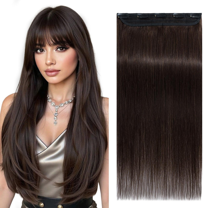 S-noilite Clip In Extensions Echthaar Dunkelbraun Real human hair 1 pieces 5 clips Haarverlängerunge