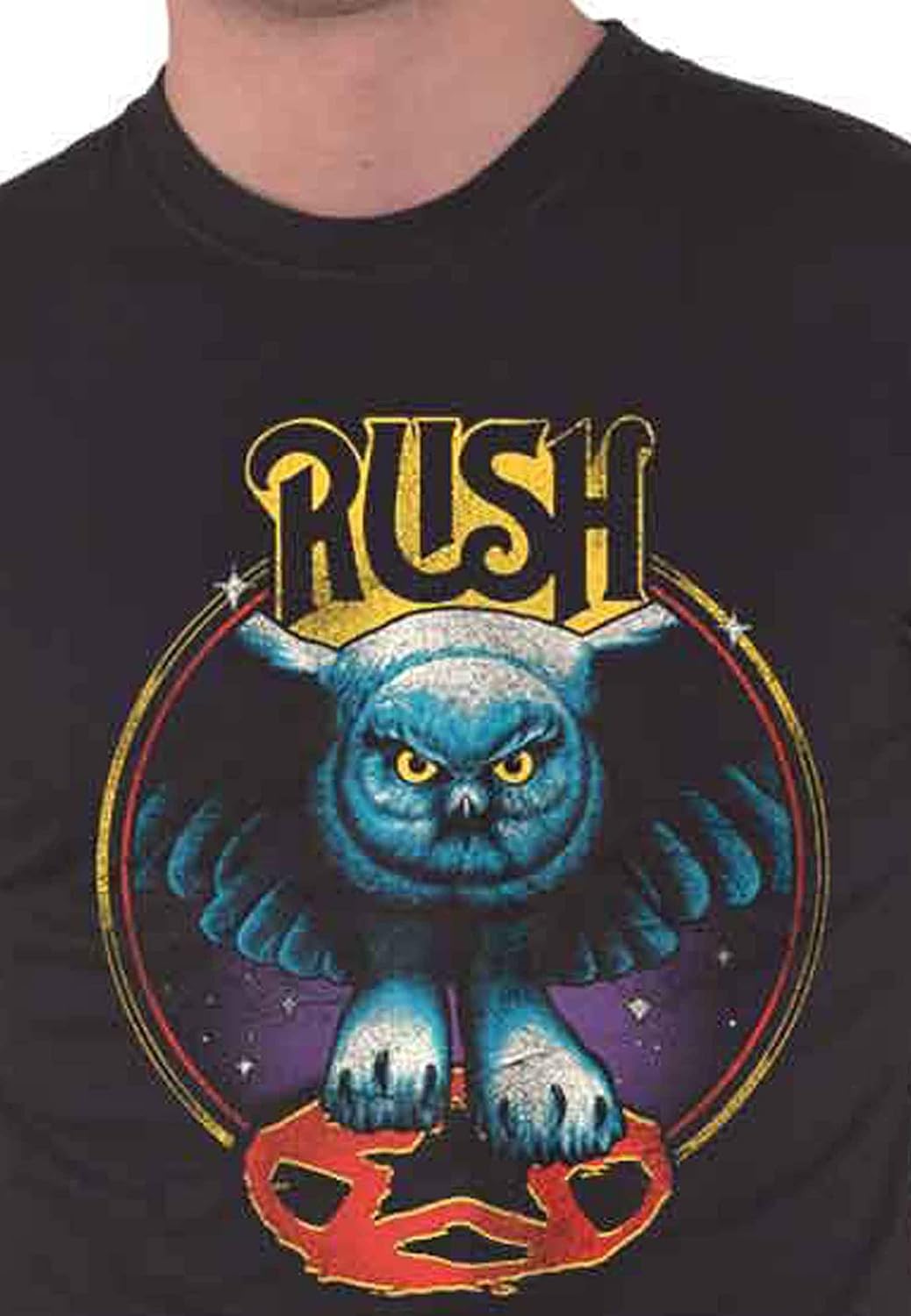 RUSH T Shirt Owl Star Nue Band Logo offiziell Herren Schwarz, M