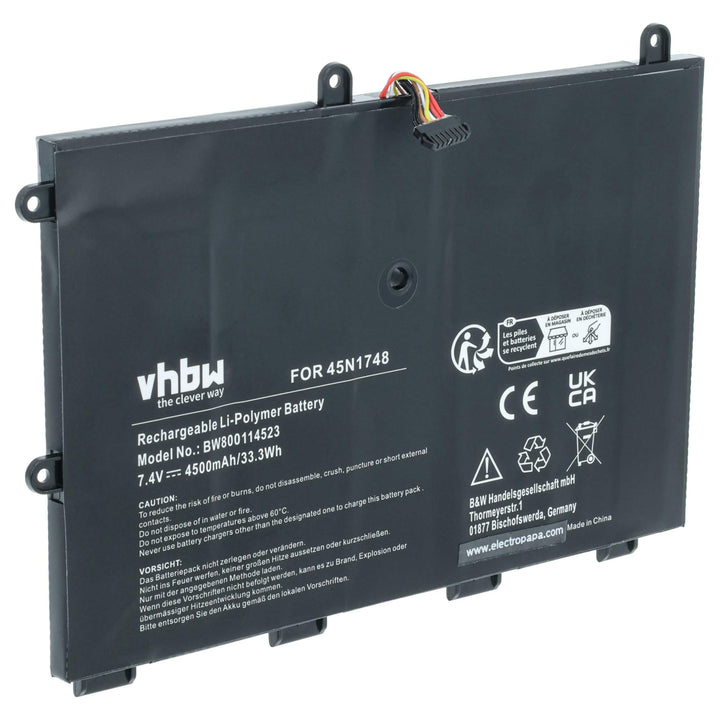 vhbw Akku kompatibel mit Lenovo ThinkPad 11e (20DA-A0009AU), 11e (20DA-A000AAU) Notebook (4500mAh, 7