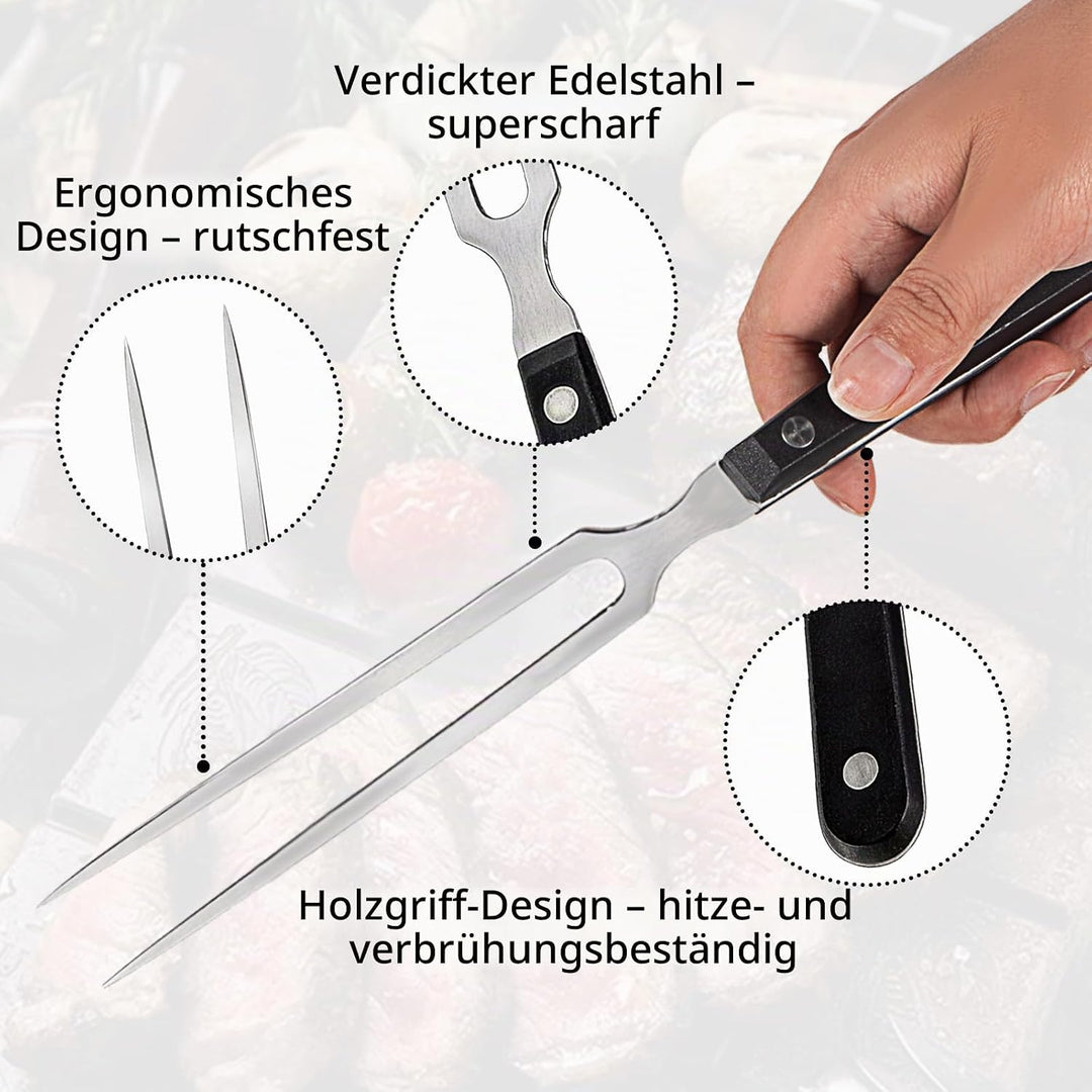 2er Set Fleischgabel mit Griff - 29cm Edelstahl Fleischgabel, Grillgabel Servier Grillgabel mit Kuns