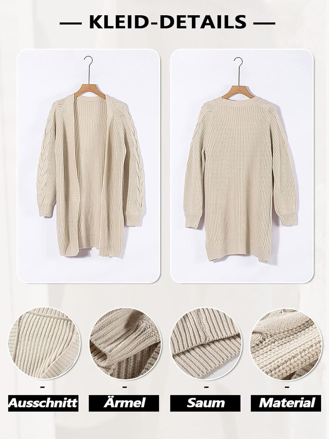 Maavoki Damen Lang Strickjacke Oversize Langarm Sweater Cardigan Casual Strickmantel Herbst Outerwea