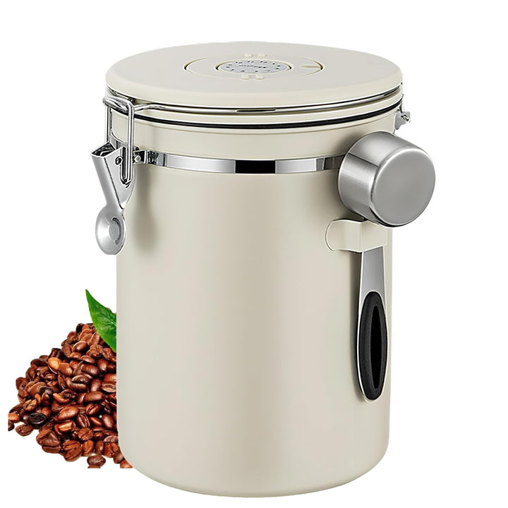 2800ml Edelstahl Kaffeebehälter Luftdicht (304er) Mit Frische- Datumsrad& CO2- Ventil| mit 30ml Mess