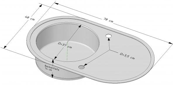 Campingspüle 78 x 48 cm 1 Becken auch geiegnet für Boote Wohnmobile Caravan Edelstahl Spüle von Keto