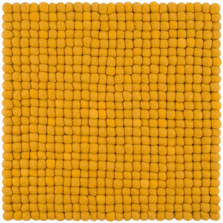 myfelt Filzkugel-Sitzauflage Stuhlauflage - Klara - quadratisch, 36x36 cm, Senfgelb, Senfgelb