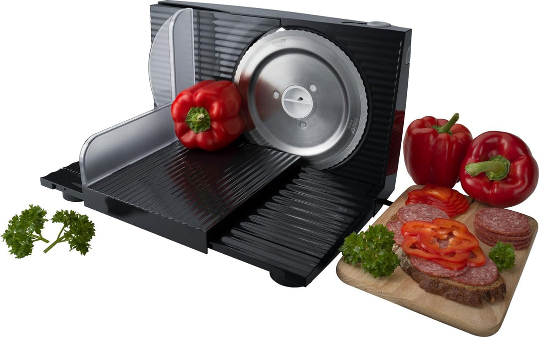 Steba Allesschneider AS100, platzsparend zusammenklappbar, Made in EU, Solinger Edelstahlmesser mit