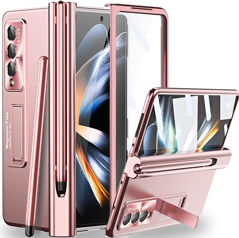 Miimall Kompatibel mit Samsung Galaxy Z Fold 4 Hülle mit S Pen+Displayschutz+Kameraschutz, [Scharnie