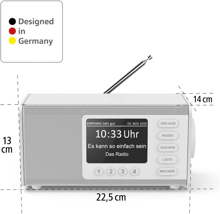 Hama DAB Radio mit DAB+/DAB und FM DR1000DE (Digitalradio mit grossem Display, Küchenradio mit einfa