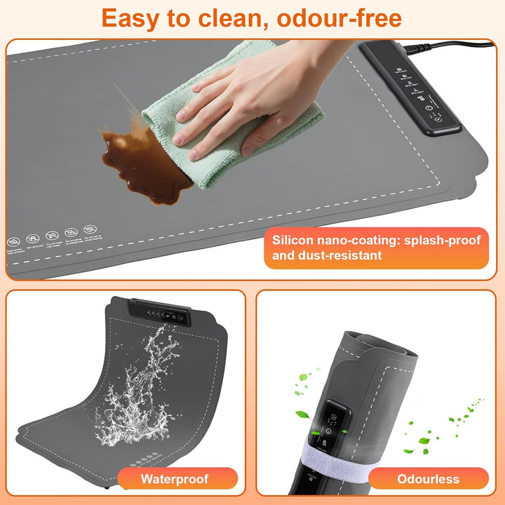 Elektrische Warmhalteplatte für Speisen, GuKKK Faltbare Speisenwärmer mit 4 Einstellbarer Temperatur