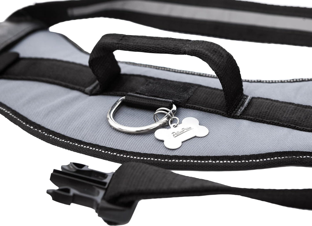 Geschirr für Hunde, Drucklos, Hundegeschirr, Reflektierend, Beschriftungen, R3: 57-70 cm, Asche R3: