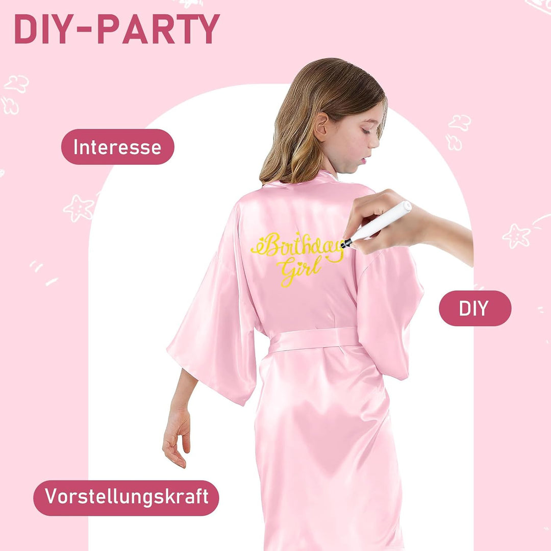 12 Stück Mädchen Seidige Roben Kimono Geburtstag Kinder Spa Party Hochzeit Braut Party Blume Mädchen