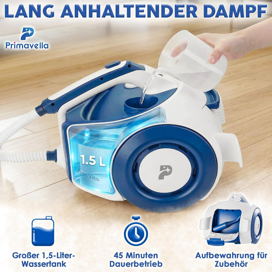 Primavella Dampfreiniger Don Vito – Leistungsstarker Steam Cleaner für Boden, Polstermöbel & Bad – R