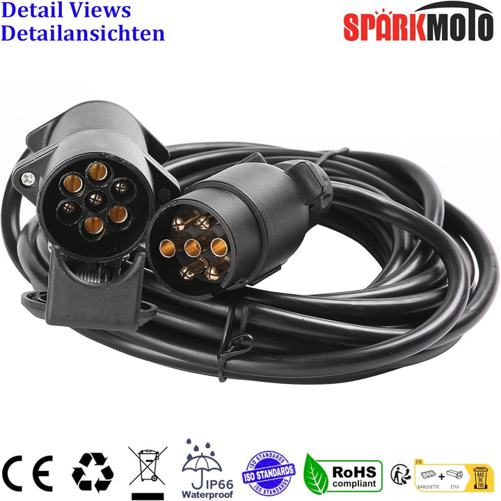 Anhänger Verlängerungskabel 7 Polig 6m Lang Adapterkabel mit Anhänger Stecker Steckdose,7Polig Anhän