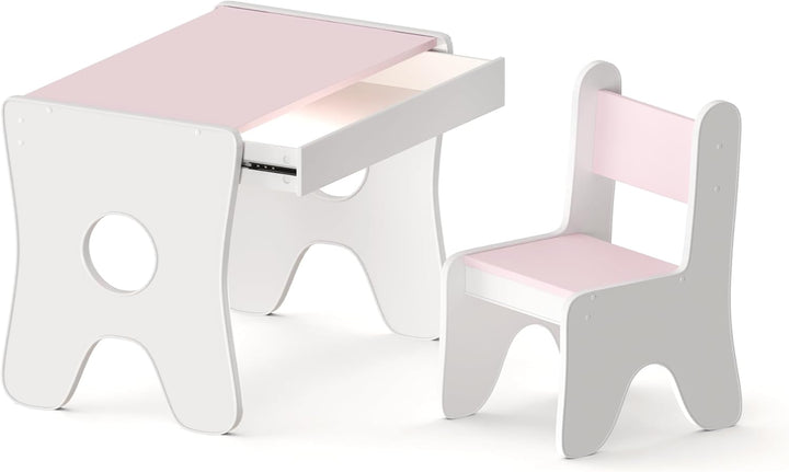 Happy Babies - Kinderschreibtisch-Stuhl-Set, ergonomischer Spieltisch mit geräumiger Schublade - Kin