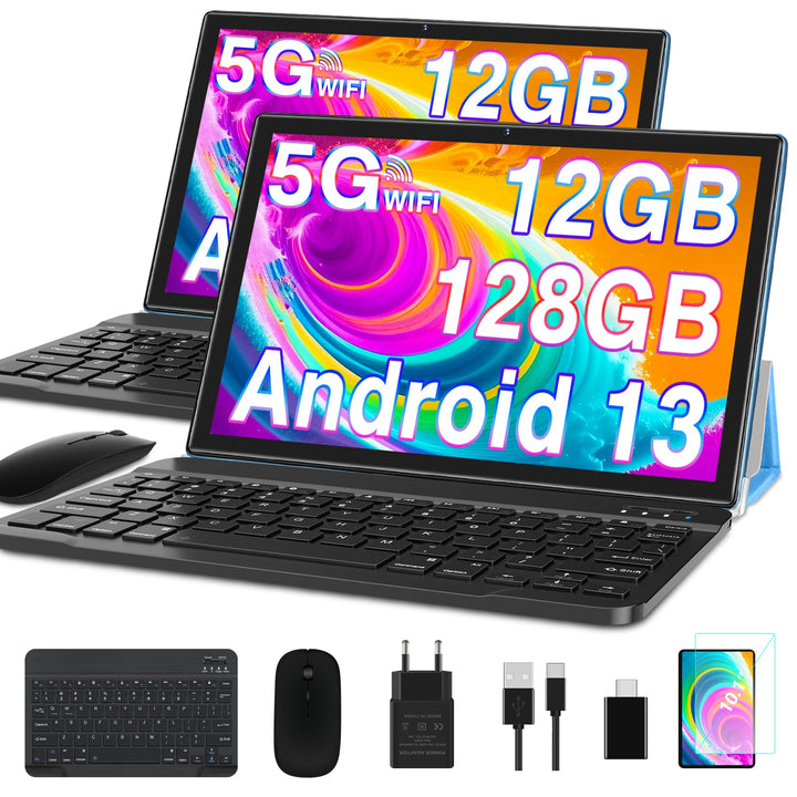 GOODTEL Neueste Tablet 10.1 Zoll Android mit 12GB RAM+128GB ROM 1TB TF, 5G+2.4G WiFi, GPS, Bluetooth