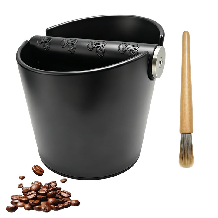Knock Box für Siebträger – Kaffeesatz-Abklopfbehälter mit schalldämpfender Edelstahl-Klopfstange, Bü