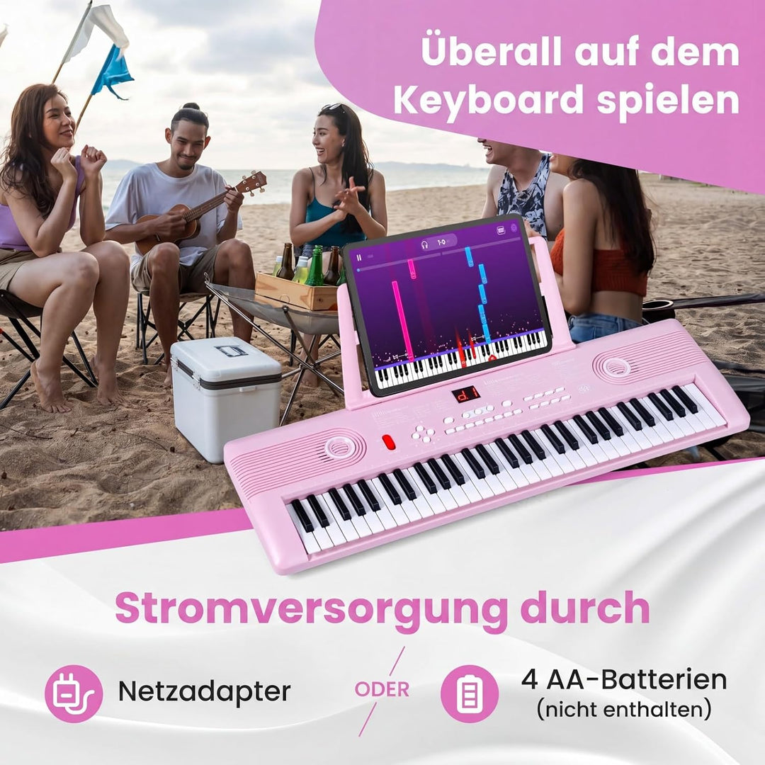 COSTWAY Keyboard Piano 61 Tasten, Digital Piano mit Ständer &amp; Mikrofon &amp; Tragetasche, E-Piano für Ei